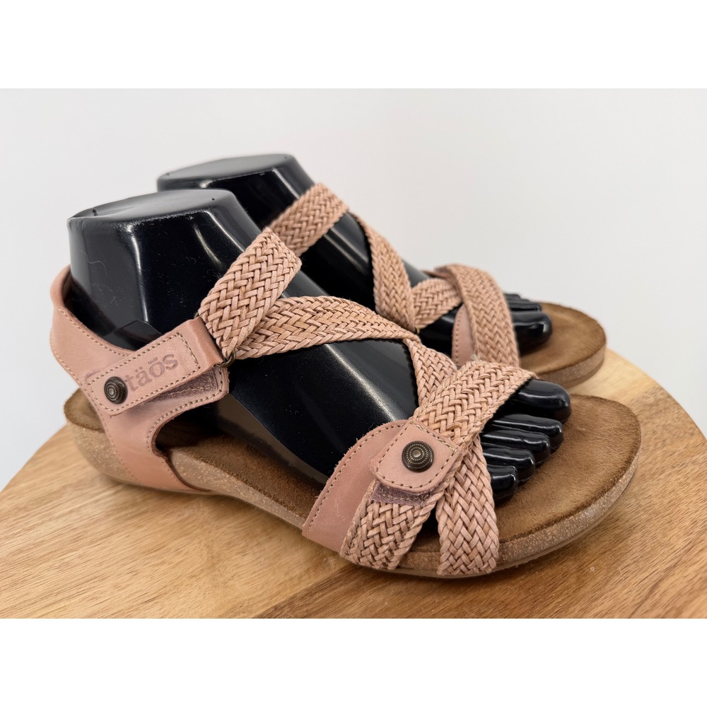 Taos Trulie Womens Dusty Pink Woven Leather Strappy Wedge Sandals Size 8-8.5 39 - Picture 3 of 11